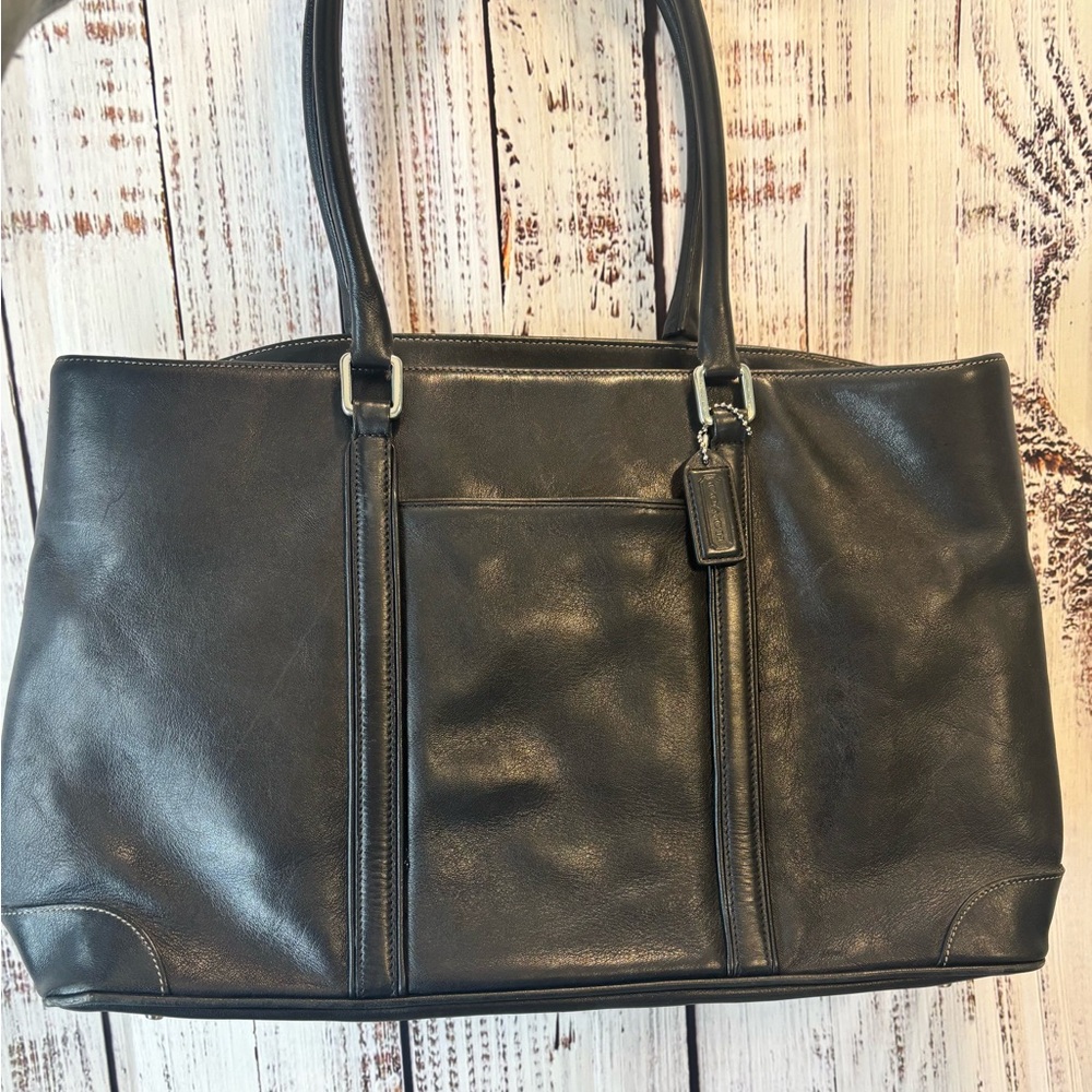 Coach Black Leather Tote Bag